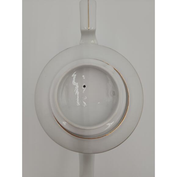 MCM HTF Rare Retro Design Green Orange Made In China Tea Pitcher Porcelain White - Picture 10 of 13